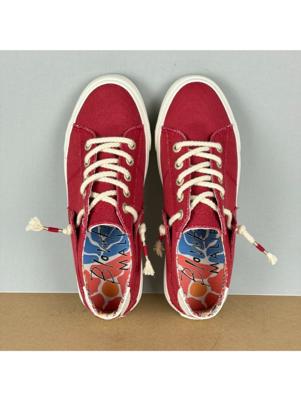 Blowfish Malibu Martina Canvas Sneakers Womens 8.5 Red White Lace Up Casual - Picture 9 of 10